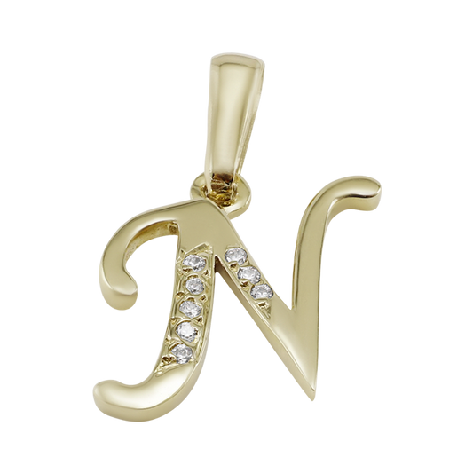 INICIAL ORO 14K LETRA "N" CON ZIRCONIA