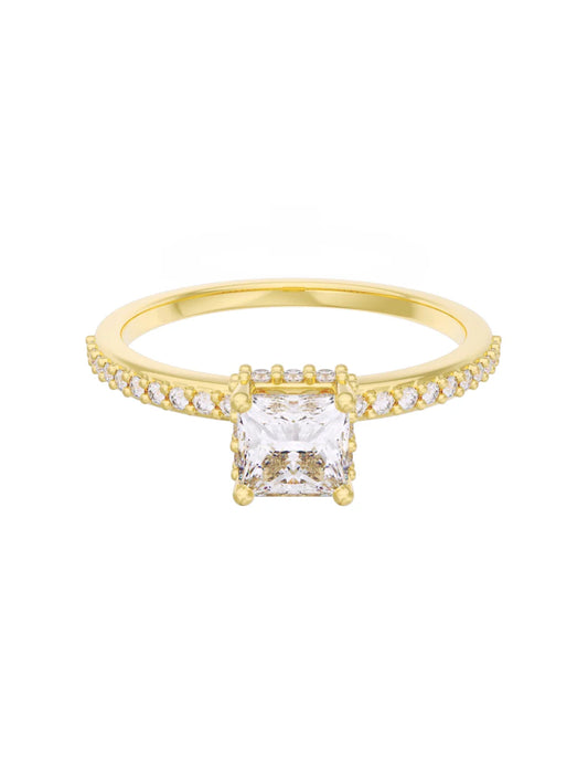 Solitario Halo en Oro Amarillo con Circonias en 10k y 14k