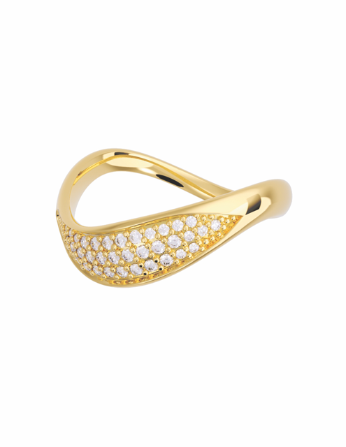 Anillo Moderno en Oro de 10k y 14k con Circonias