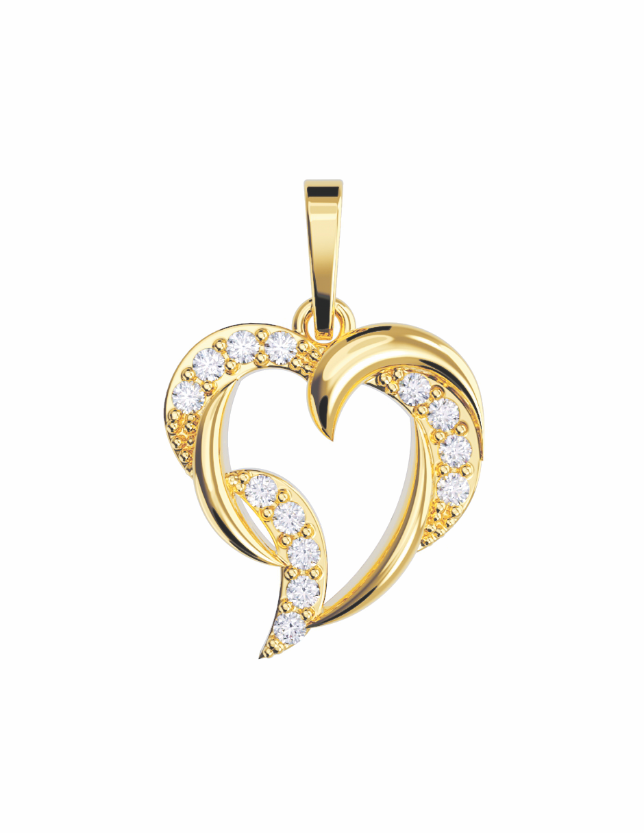 Dije de Corazón Entrelazado en Oro de 10k y 14k con Circonias
