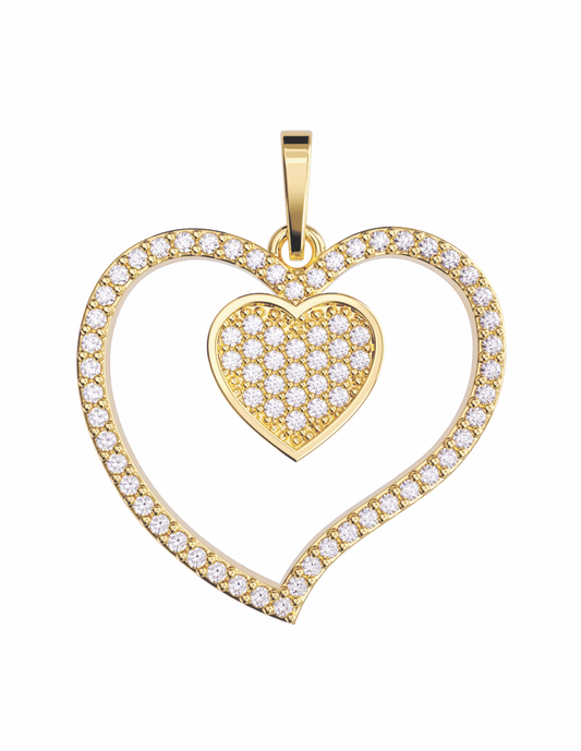 Dije de Corazón en Oro de 10k y 14k con Circonias