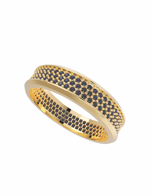 Anillo con Circonias Negras en Oro de 10k y 14k