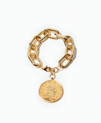 PULSERA DE PLATA CON MONEDA DANIEL ESPINOSA