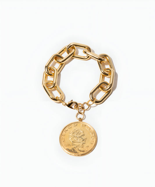 PULSERA DE PLATA CON MONEDA DANIEL ESPINOSA