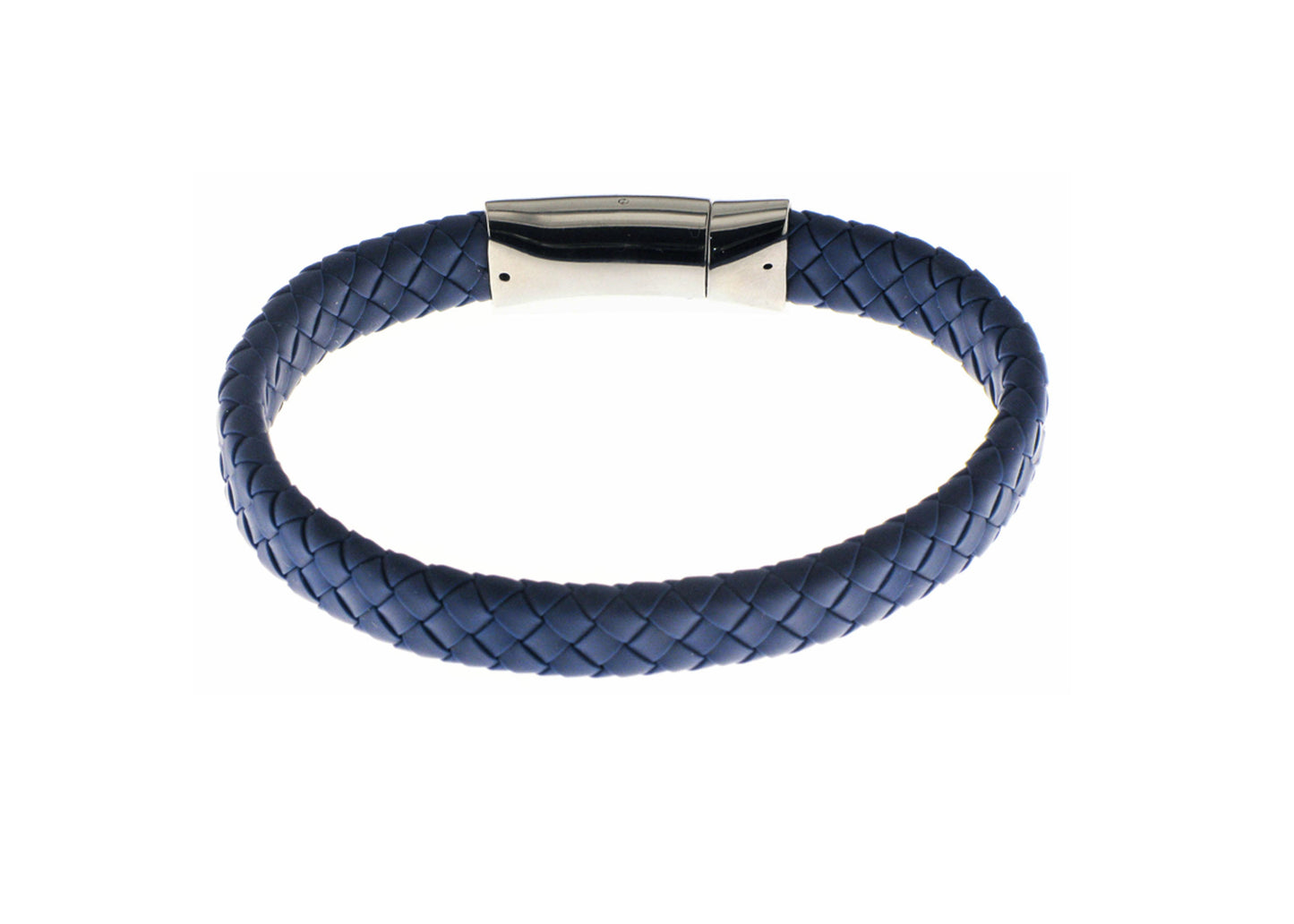 PULSERA PIEL PLANA AZUL ACERO