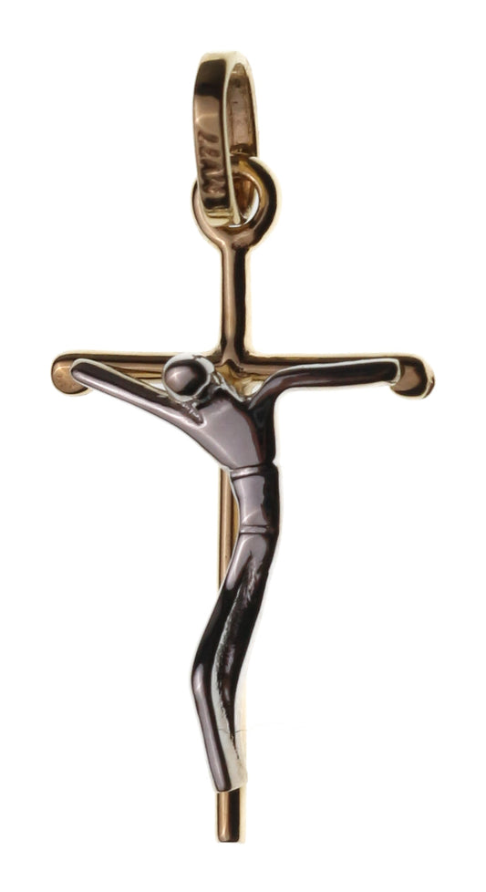 CRUZ ORO 14K CRISTO BICOLOR