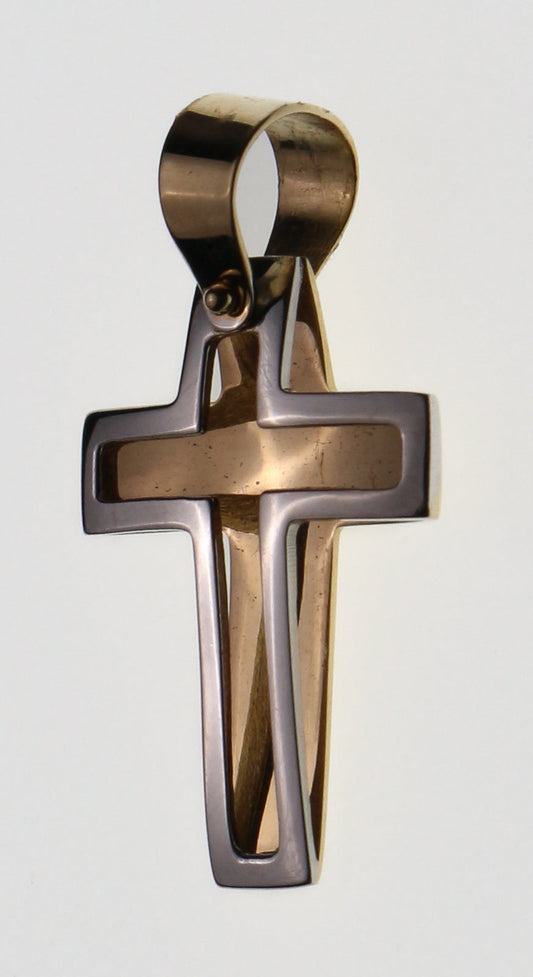 Cruz Lisa 14k Abombada Combinada